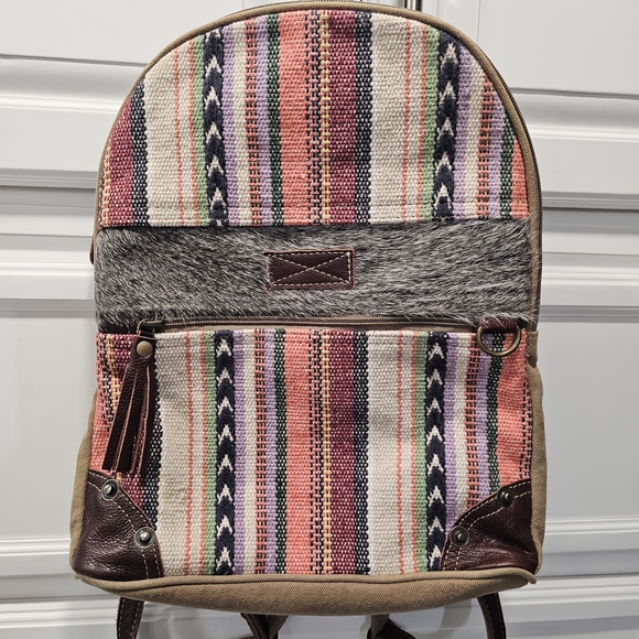 Myra Bag Multicolor Striped Backpack with Leather Accents main image 11